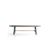 Contemporary dining table AUGUSTwoodmarblewooden base
