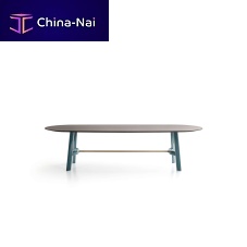 Contemporary dining table AUGUSTwoodmarblewooden base