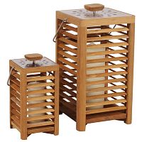Contemporary lantern Sera glassstainless steelwooden