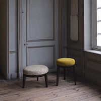 Contemporary stool TRINITYfabricbeech base3-legged