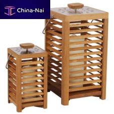 Contemporary lantern Sera glassstainless steelwooden