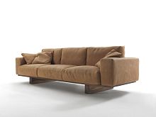 Contemporary sofa UTAHleatherbrownsolid wood