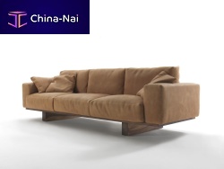 Contemporary sofa UTAHleatherbrownsolid wood