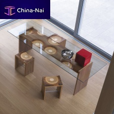 Contemporary stool Ripples oakashwalnut