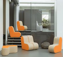 Modular sofa Le Temps de la Communautcontemporarysynthetic leathergray