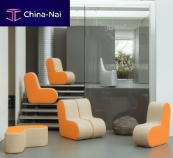 Modular sofa Le Temps de la Communautcontemporarysynthetic leathergray