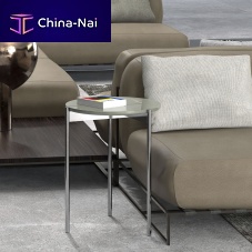 Contemporary side table PTYX "O"MDFsteel baseround