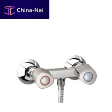 Double-handle shower mixer tap 7004SE4for bathtubwall-mountedchrome-plated brass