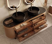 Double washbasin cabinet ECLECTIC GLASSfree-standingwoodenglass