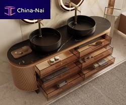 Double washbasin cabinet ECLECTIC GLASSfree-standingwoodenglass