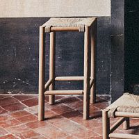 Rustic bar stool CSARstrawoak basewith footrest