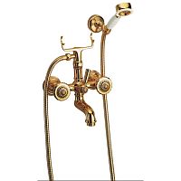 Double-handle shower mixer tap 15002for bathtubwall-mountedchrome-plated brass