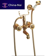 Double-handle shower mixer tap 15002for bathtubwall-mountedchrome-plated brass