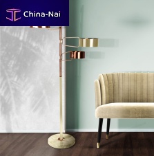 Floor-standing lamp BROMPTONpolished brassbrushed brassmarble
