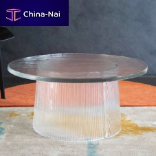 Contemporary side table BENTglassglass baseround