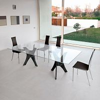 Contemporary table LIFE CLASS : PANTHEON glassmarble baserectangular