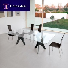 Contemporary table LIFE CLASS : PANTHEON glassmarble baserectangular
