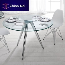 Contemporary table UNITYchromed metalchromed metal baseround