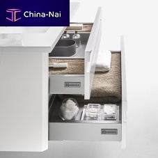 Wall-mounted washbasin cabinet BARCELONA 2 solid woodwalnutcontemporary