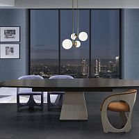 Contemporary table TA69K CENTURY woodenmarblewooden base