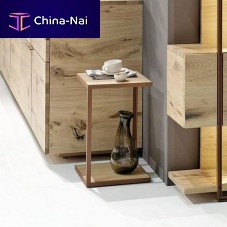 Contemporary side table V-Cubeoakmetal basesquare