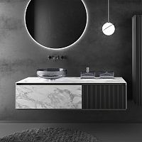 Double washbasin cabinet Domuswall-hungbambooporcelain stoneware