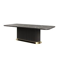 Contemporary dining table memoiremarblewooden basemetal base