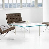 Bauhaus design coffee table Barcelona® glasschrome steel basesquare
