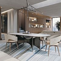 Contemporary table Blues woodenmetalmarble