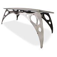 Original design table BRIDGEglasssteel basealuminum base