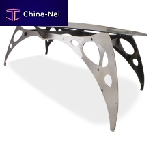 Original design table BRIDGEglasssteel basealuminum base