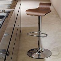 Contemporary bar stool EGO SG405GAS LEGNOleatherplywoodchromed metal base
