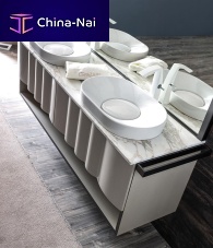 Double washbasin cabinet LEONwall-mountedMDFpoplar
