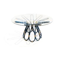 Contemporary dining table MACRAMglassstainless steel baseround