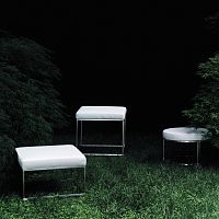 Contemporary pouf ILE fabricleatherstainless steel