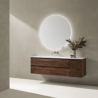 Wall-hung washbasin cabinet SLAT 2C + 1Poaksolid woodwalnut