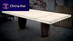 Contemporary table ANATAalabasterbronze baserectangular
