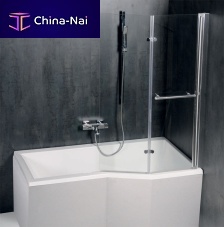 Folding bath screen tempered glassframeless