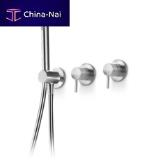 Double-handle shower mixer tap STY325for bathtubwall-mountedstainless steel