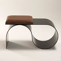 Original design stool SIAleatheraluminum basebronze base