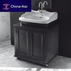 Free-standing washbasin cabinet REGENTwoodencontemporarywith shelf