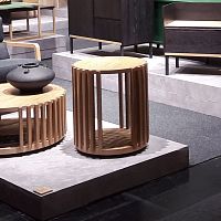 Contemporary side table DRUMsolid woodsolid wood baseround