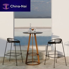 Contemporary high bar table Plat-ODekton®stainless steel baseround