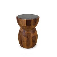 Contemporary side table DAMAwalnutleatherround