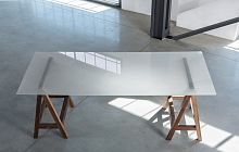 Contemporary table glasswalnut baserectangular