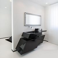Wall-hung washbasin cabinet granitecontemporarywith integrated cupboards