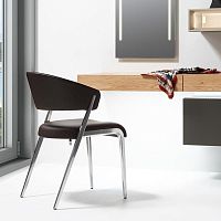 Contemporary chair S 500indoorleatherstainless steel base
