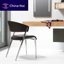 Contemporary chair S 500indoorleatherstainless steel base