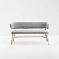 Contemporary upholstered bench CROISSANTfabricbeech basewith backrest