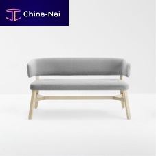 Contemporary upholstered bench CROISSANTfabricbeech basewith backrest